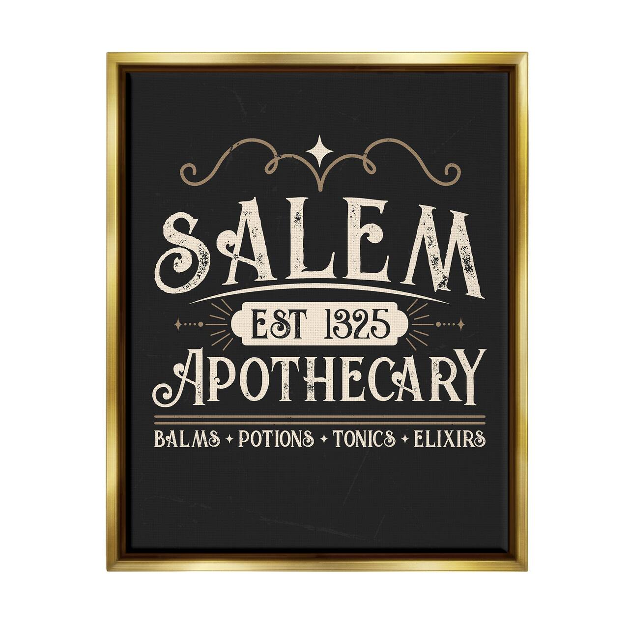 Stupell Industries Salem Apothecary Vintage Sign Framed Floater Canvas Wall Art